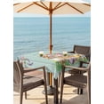 thumbnail image 2 of Outdoor Tablecloth with Umbrella Hole and Zipper, Happy Easter Square Table Cloth 54x54 Inch Waterproof Tablecloth, Spring Easter Eggs Bunny Floral Teal Wood Picnic Table Cover for Patio Camping, 2 of 7