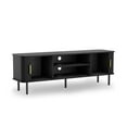 thumbnail image 5 of Mid-Century Modern Media Console, Tambour TV Stand with Storage Cabinet and Shelf for 70" TVs, Black, 5 of 11