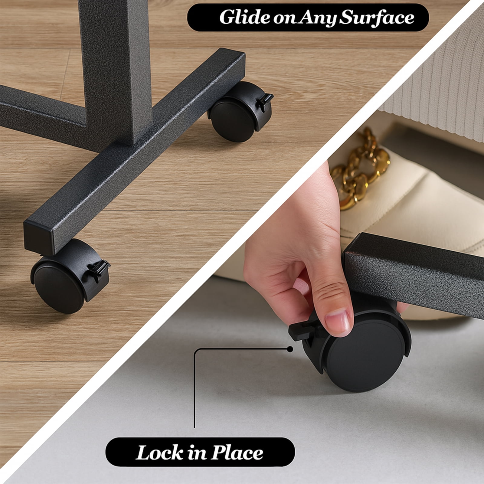 SUGIFT Adjustable Lap Desk with Wheels for Home Office, White