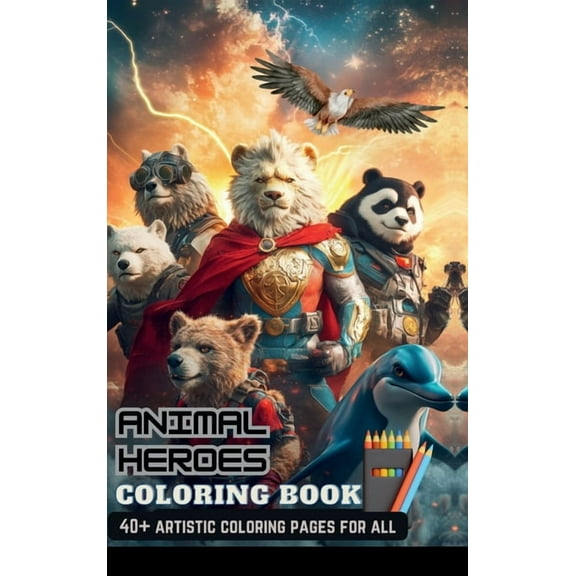 Animal Heroes Coloring Book: With 40  Artistic Characters Perfect Gifts For Adults & Kids, Teen Boys & Girls (St, (Hardcover)
