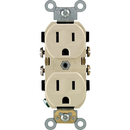 Leviton S01-0BR15-OIS Ivory Commercial Grade Straight Blade Duplex Receptacle