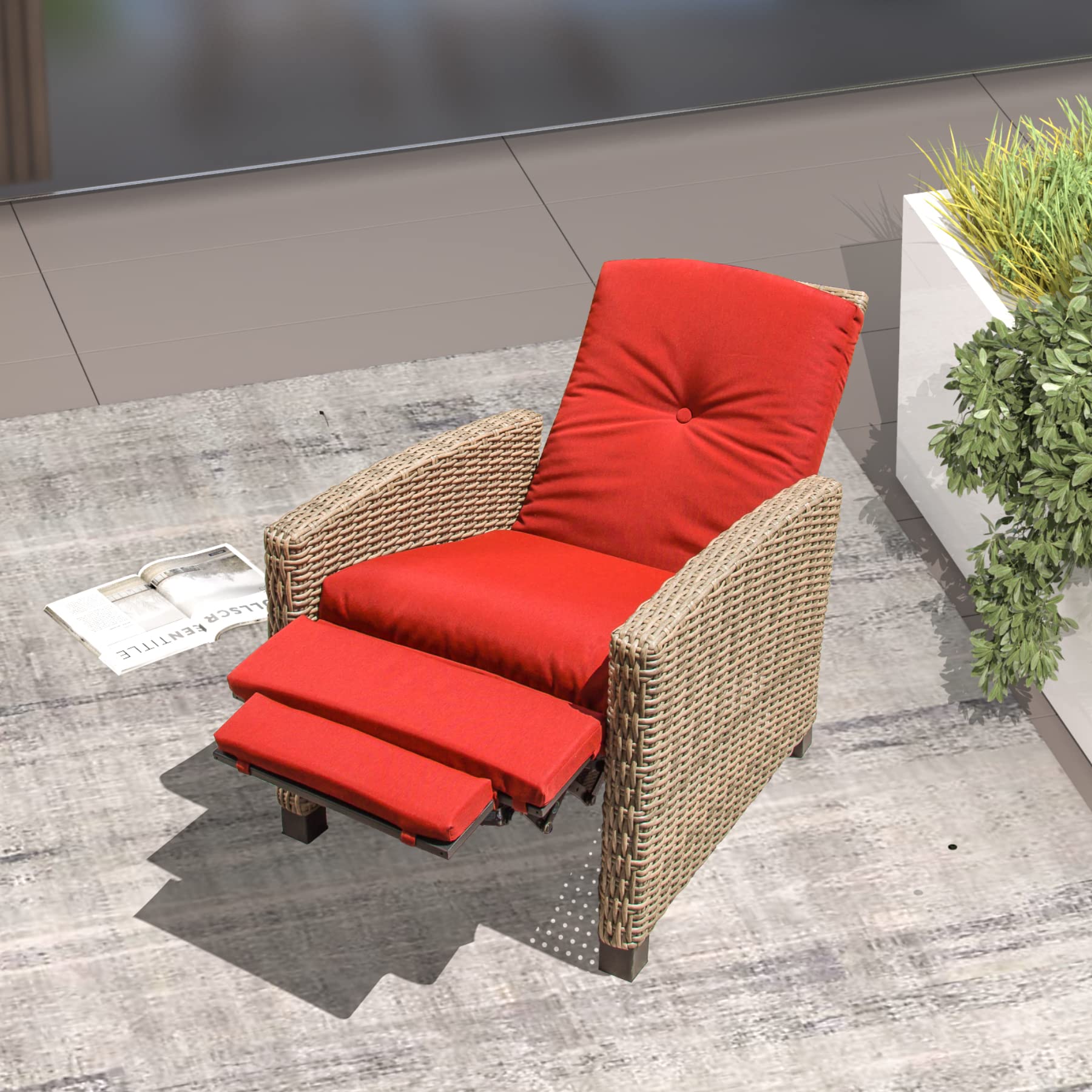 Domi Indoor & Outdoor Recliner, All-Weather Wicker Reclining Patio Chair - image 2 of 8