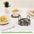 thumbnail image 6 of Haosy Set of 6 Drink Woven Coaster with Holder Heat Resistant Non-Slip Bar Coasters 4 Inches Green Snowdrop Flowers, 6 of 7