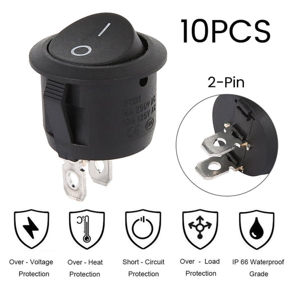 Willstar 10PCS Round Rocker Switch ON/OFF Toggle Round Button Boat Car Auto Switch 12V