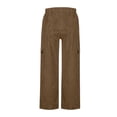 thumbnail image 3 of Gytharion Women's Cargo Pants Corduroy Button Front Utility Trousers Wide Leg Elastic Waist Work Pants with Pockets for Fall Winter, 3 of 5