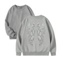 thumbnail image 3 of IWRICH Cute Hoodies for Women Rhinestone Angel Sweatshirts 20s Fashion Casual Tees Grey XXL, 3 of 7