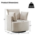 thumbnail image 4 of Bonzy Home 360° Swivel Accent Chair — Corduroy Barrel Chair with 3 Pillows, Round Armchair for Living Room & Bedroom, Beige, 4 of 8