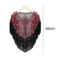 thumbnail image 6 of Eoperou Women 1920s Sequined Shawl Tassels Beaded Faux Pearl Fringe Solid Color Sheer Mesh Wrap Cape Cover Up V Neck See-through Cape, 6 of 8