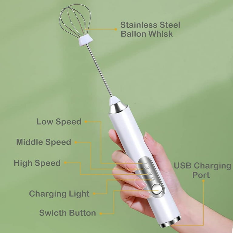 Rechargeable Milk Frother Handheld with USB-C Cable, Electric