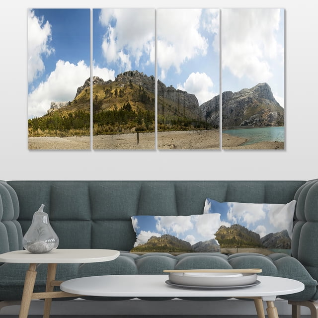 Lake and Clouds Panorama - Landscape Canvas Art Print