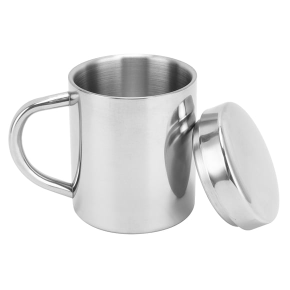 Tasse en Acier Inoxydable 304 avec Couvercle, Tasse d'Affaires de Bureau 400ML avec Poignée, Tasse pour Enfants à Double Couche Isolante Thermique, Tasse à Boire du Lait, Tasse à Thé Portable pour Maison Voyage en Plein Air (200ML)
