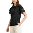 thumbnail image 4 of Allegra K Women's Polka Dots Top Keyhole Back Layered Ruffle Sleeves Blouses, 4 of 6