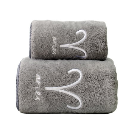 CASAFUN Monogrammed Towel Set 2x Ultra Soft All Cotton Bath Towel Highly Absorbent Quick Dry for Home Gym Pool Yoga Hotel Shower Bathroom