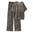 thumbnail image 3 of MINTREUS Lounge Sets for Women Knit Short Sleeve V-neck Tops and Long Pants Soft Comfy Pajamas Set Oversized 2 Piece Outfits, 3 of 8