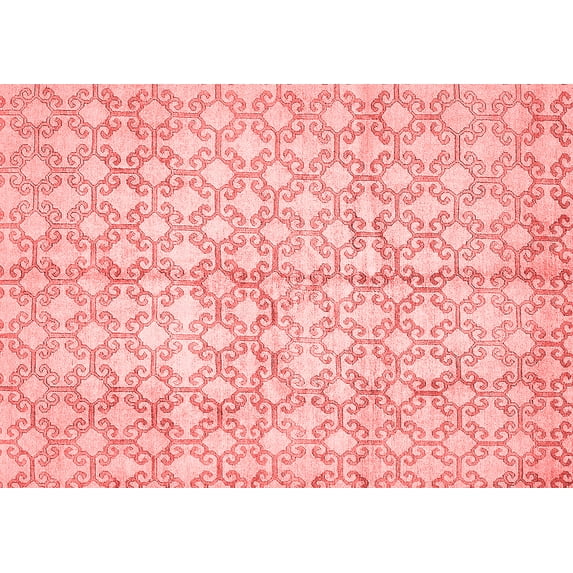 Ahgly Company Machine Washable Indoor Rectangle Abstract Red Modern Area Rugs, 7' x 10'