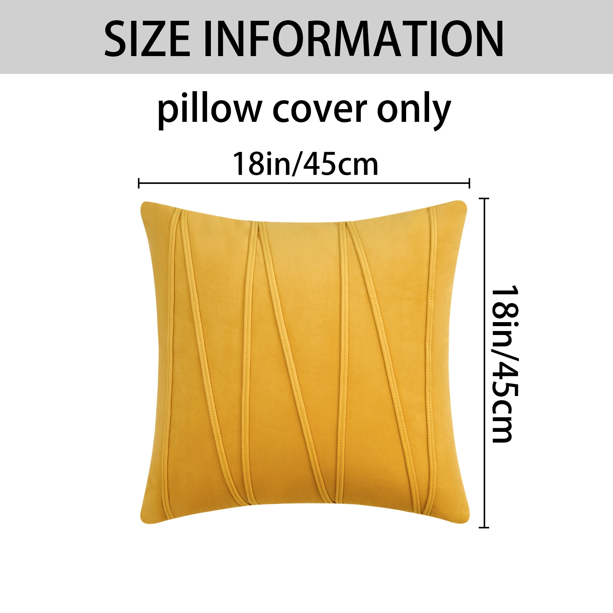 Unique Bargains Velvet Throw Pillow Covers Set of 2 Square Cushion Yellow 18" x 18"