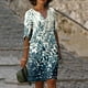 thumbnail image 1 of WILLBEST Vestidos de Mujer Vestido Estampado Vintage para Mujer Vestido con Cuello En V Vestido Diario de Longitud Media Vestido de Media Manga Vestido de Verano de Moda Mediana, 1 of 3