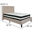 thumbnail image 4 of BizChair Full Size Panel Tufted Upholstered Platform Bed in Beige Fabric with Pocket Spring Mattress, 4 of 6