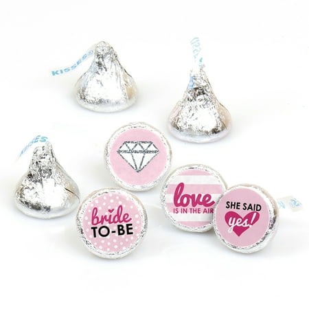Bridal Party Jewelry Gifts - Bride-To-Be - Bridal Shower & Classy Bachelorette Party Round Candy Sticker Favors - Labels Fit Hersheys Kisses 108 Ct