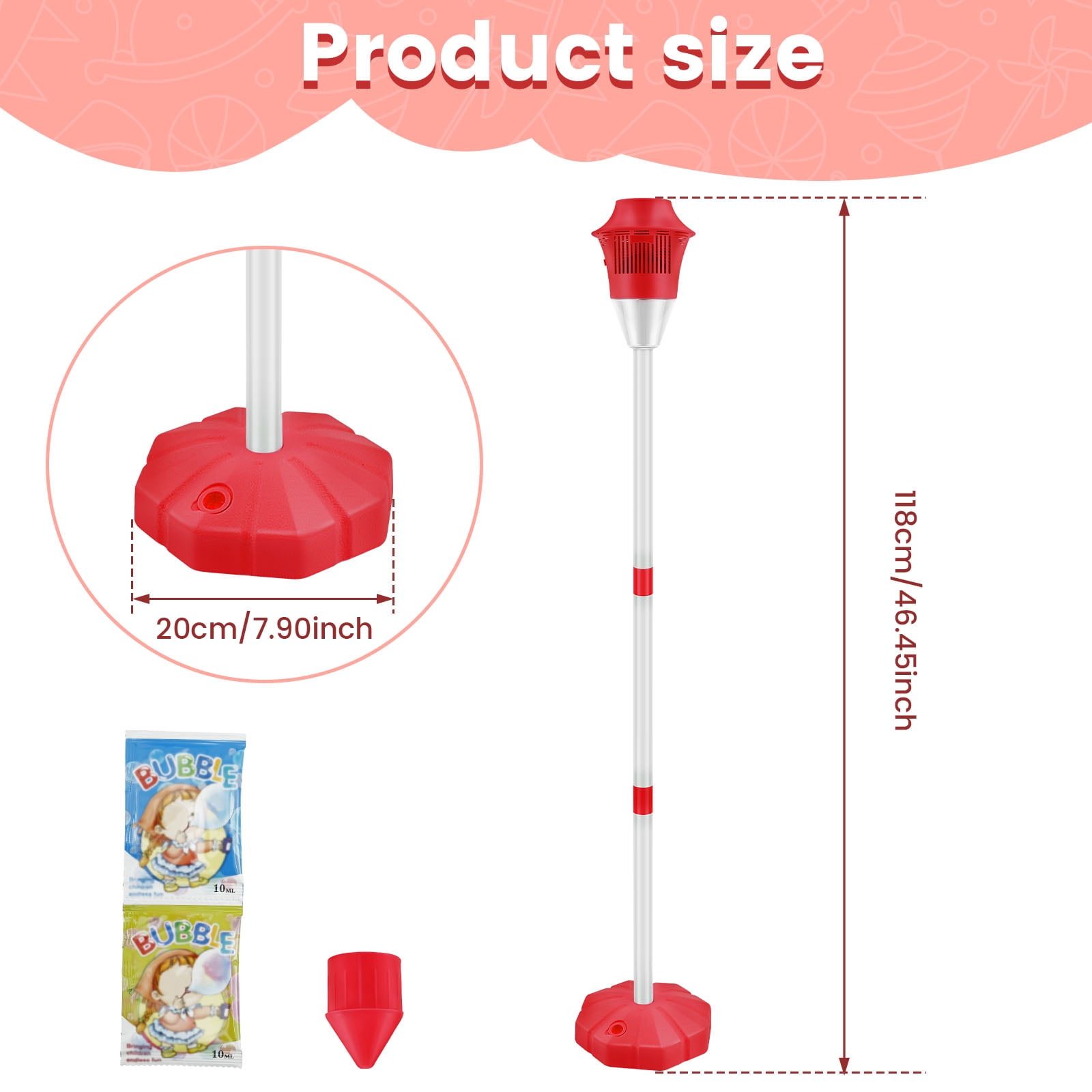 Tcwhniev Bubble Machine with Lights and Music Flexible Bubble Blower Adjustable Vertical Bubble Machine Portable Bubble Maker for Outdoor Birthday Party Wedding