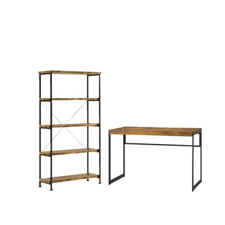 Bookcase Secretary Desk - 2 Piece Office Set with Bookcase and Desk in Wood