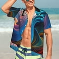 thumbnail image 7 of Vsdgher Vibrant Fluid Motion Art Print Men's Hawaiian Shirts Button Down Tropical Holiday Beach Shirts Vacation Clothes,XX-Large, 7 of 7