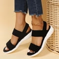 thumbnail image 5 of Ladies Wide Fit Comfort Low Wedge Slides, Cushioned Arch Support Open Toe Sandals for Outdoor Errands Black 9.5, 5 of 5