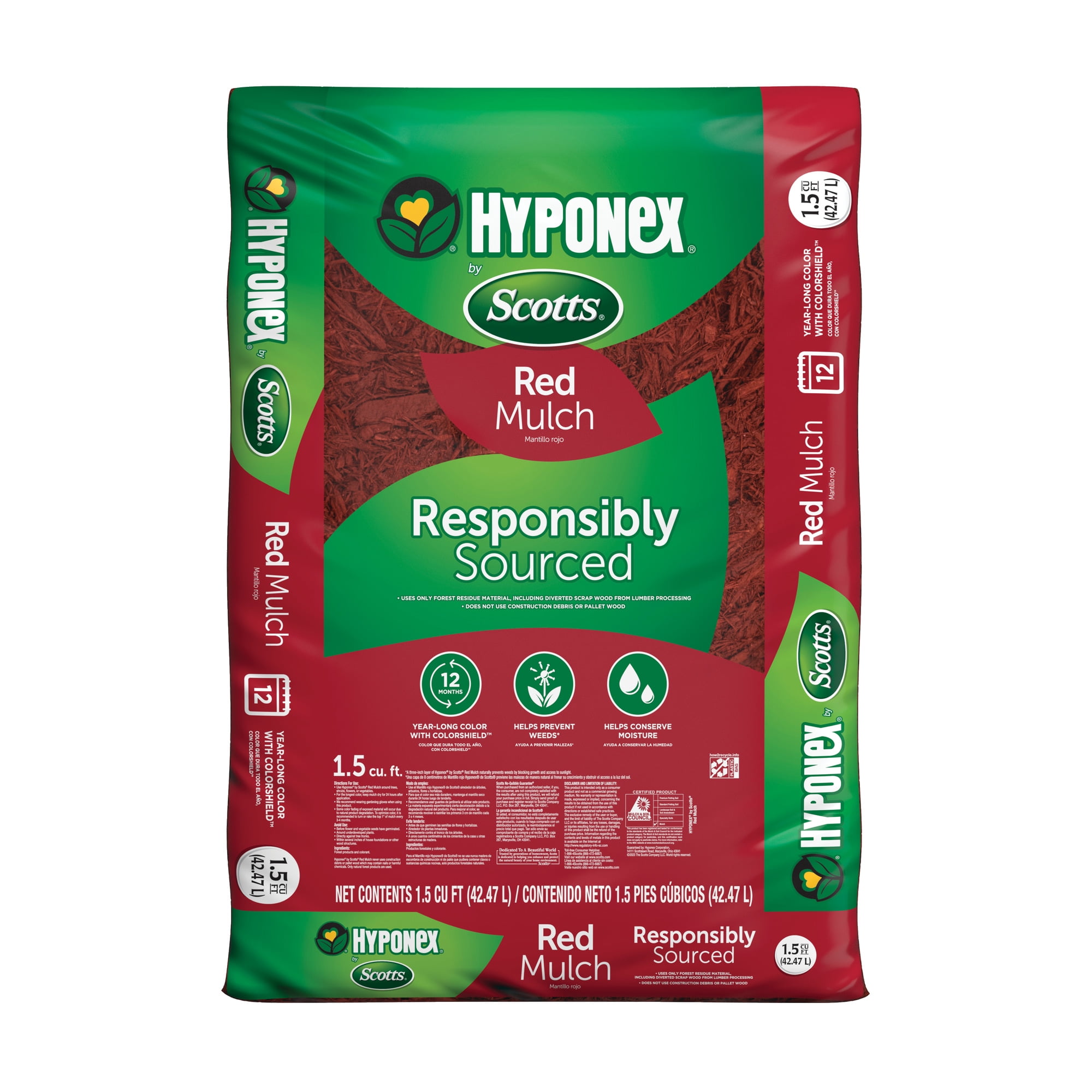 Hyponex by Scotts Red Mulch, for Landscapes and Gardens, 1.5 Cu. ft.