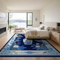 thumbnail image 3 of ODIKA 9'x12' Chinoiserie Blue Washable Area Rug for Master Suite, California King, Under Bed, Non-Shedding, Easy Care, 3 of 7