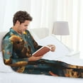 thumbnail image 6 of Salouo Cute Butterfly Bear Print Button-Front Long Sleeve Pajama Set for Men, Soft 2Pjs Men's Long Sleeve Sleepwear-X-Large, 6 of 7