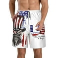 thumbnail image 2 of Uemuo Patriotic Skull Art Pattern Men's Swim Trunks Hawaiian Beach Bathing Suit Swimsuits Beach Quick-Dry Shorts with Pockets-Small, 2 of 9