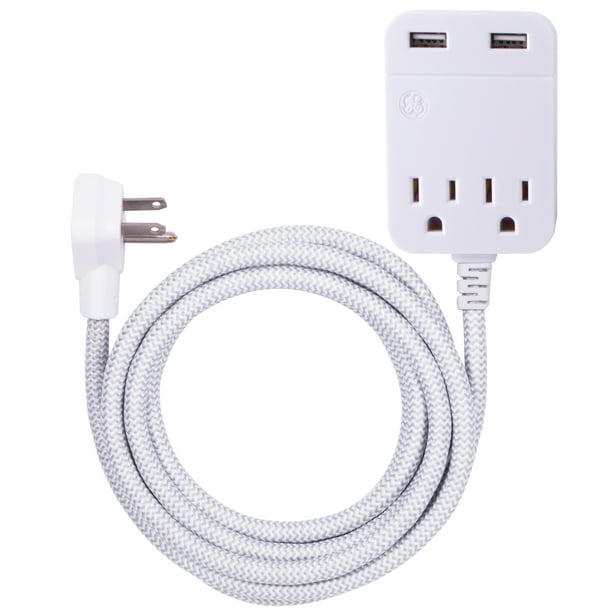 GE Pro Designer 2Outlet 2USB 10ft. Extension Cord, Surge Protector