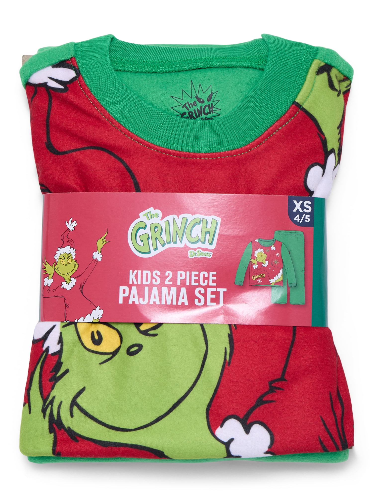 How The Grinch Stole Christmas Girls Long Sleeve Top and Pants, 2-Piece Pajama Set, Sizes 4-12