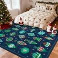 thumbnail image 3 of FairOnly Blue 2'x8'Retro Christmas Runner Rug with Colorful Festive Ball Pattern Ultra Thin Washable Non Slip for Living Room Kitchen Entryway, 3 of 7