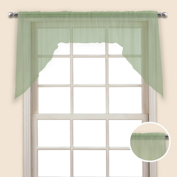 Monte Carlo 60 X 38 Window Curtain Pair Of Cafe Kitchen Swags Sage Walmart Com Walmart Com