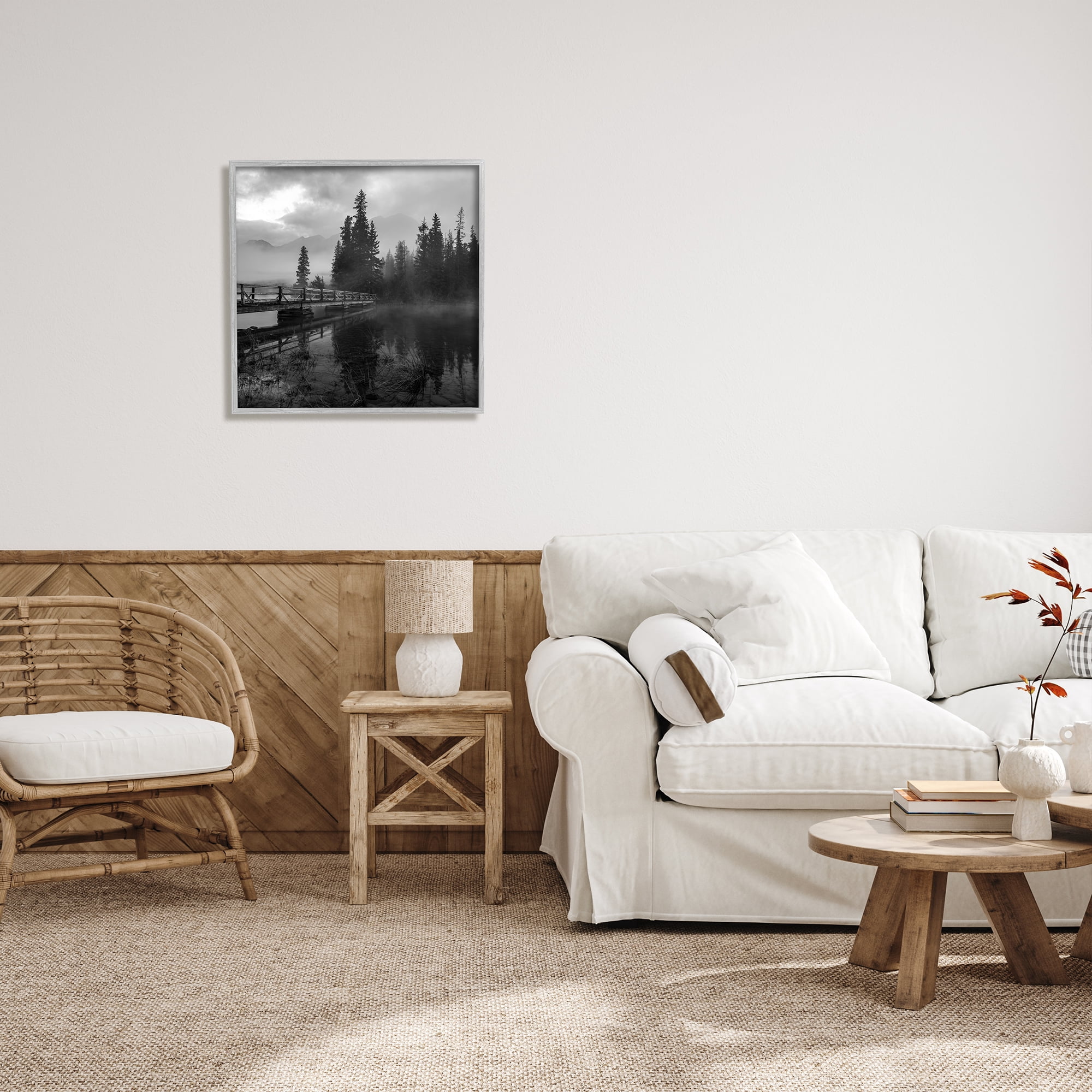 Stupell Industries Foggy Lake Water Sky Misty Forest Rustic Photography, 24 x 24, Design by Daniel Sproul