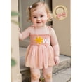 thumbnail image 4 of BemeyourBBs Newborn Baby Girl First Birthday Outfit 1st Birthday Summer Clothes Smocked Romper Dress Strap Tie-Up Sleeveless Embroidery Sun Letters Tulle Tutu Dress with Headband, 4 of 9