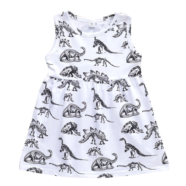 TJAZFJPA Robe Bébé Tenues Filles Sans Manches Robe Dinosaure Vêtements Filles Robe & Jupe Robes de Pâques pour Filles