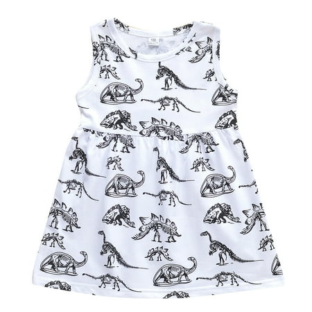 

Little Girl Dress Baby Girls Outfits Sleeveless Kids Dinosaur Clothes Girls Skirt Toddler Summer Cool Cute