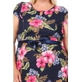 thumbnail image 5 of Women's Plus Size Floral Flared A Line Swing Dresses Short Sleeve Belted, 5 of 6
