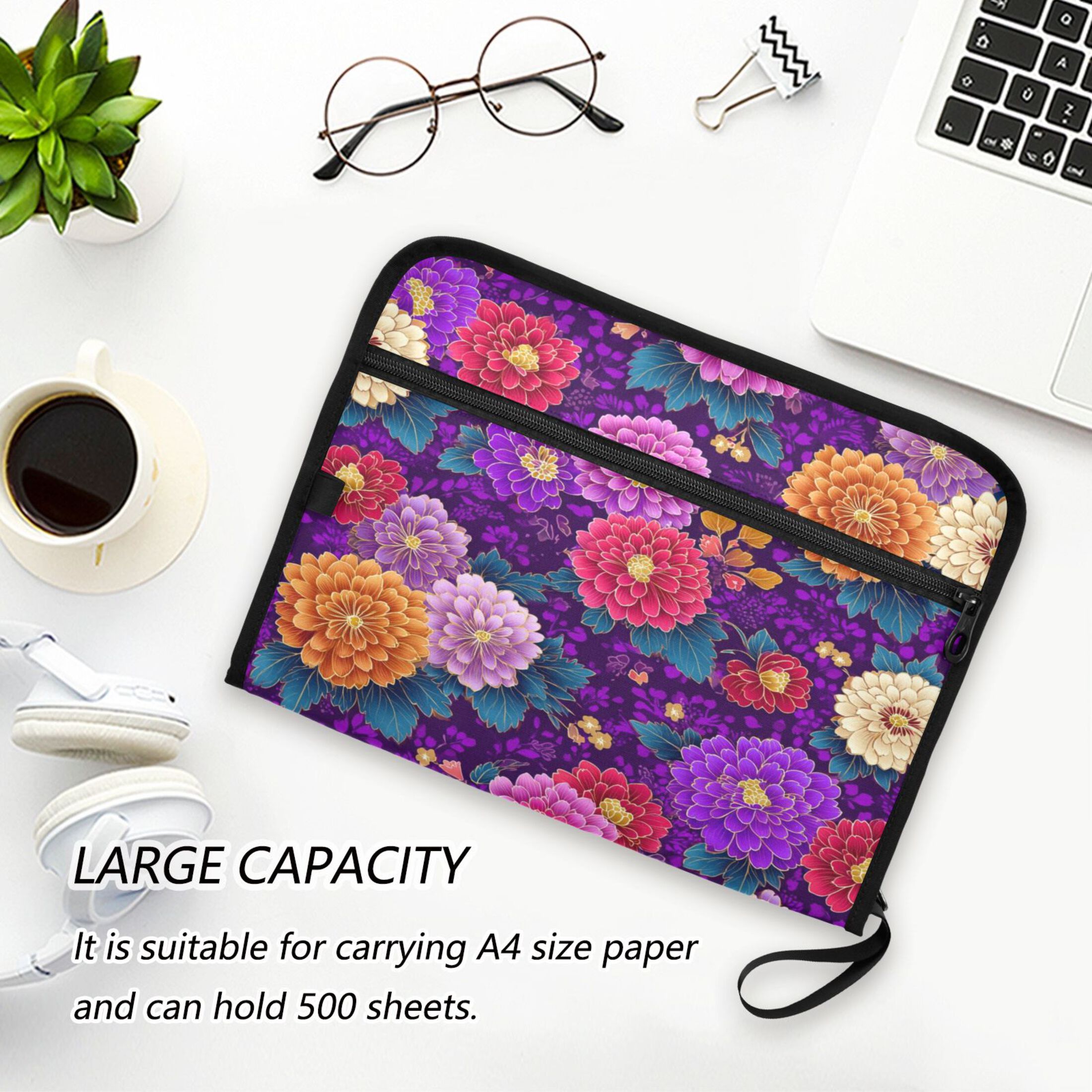 Organ Folder 14.2 x 0.8 x 10.6 Inches 13 Separate Pockets A4 Size Documents Folder A Sort Storage File Manager For The Home Office Japanese Flowers