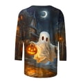 thumbnail image 4 of CLOISE Halloween Shirts for Women Trendy Halloween Pumpkin Ghost Print Tees 3/4 Sleeve Round Neck Tops Basic Casual Comfy Shirts Boo Season Clothes Halloween Gift, 4 of 5