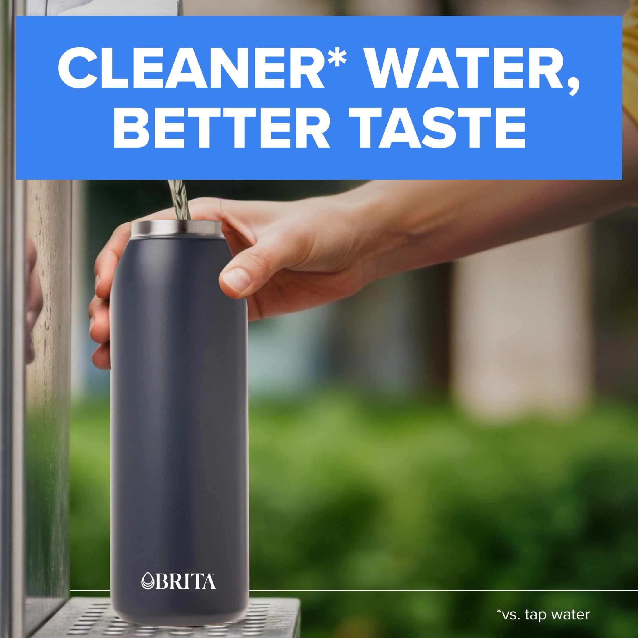 Brita 20 oz Premium Stainless Steel Filtered Water Bottle, Carbon, Leak Proof, BPA Free with Straw