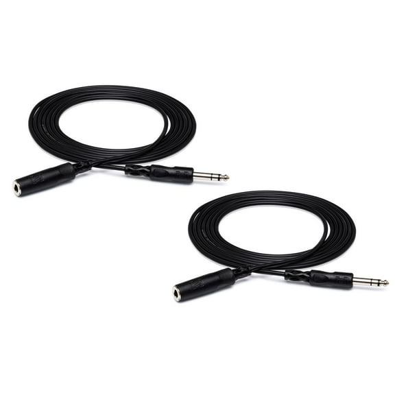 Hosa Technology 2x Stereo 1/4" Female Phone to 1/4" Male Phone TRS Headphone Extension Cable, 25'