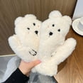 thumbnail image 2 of Cute Bear Themed Winter Mittens Warm Lined Full Coverage Fingerless Handwear for Outdoor Enthusiasts,Beige, 2 of 5
