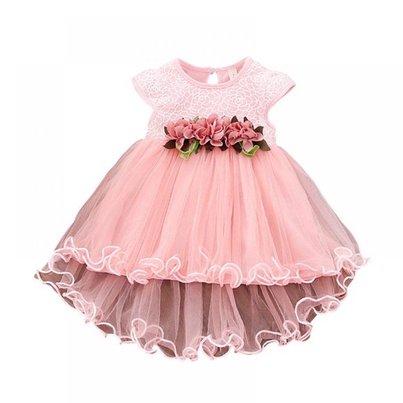 AMERTEER Robe pour Bébé Fille Sans Manches en Dentelle Fleur Princesse Robe en Tulle Tenue de Fête Anniversaire Mariage