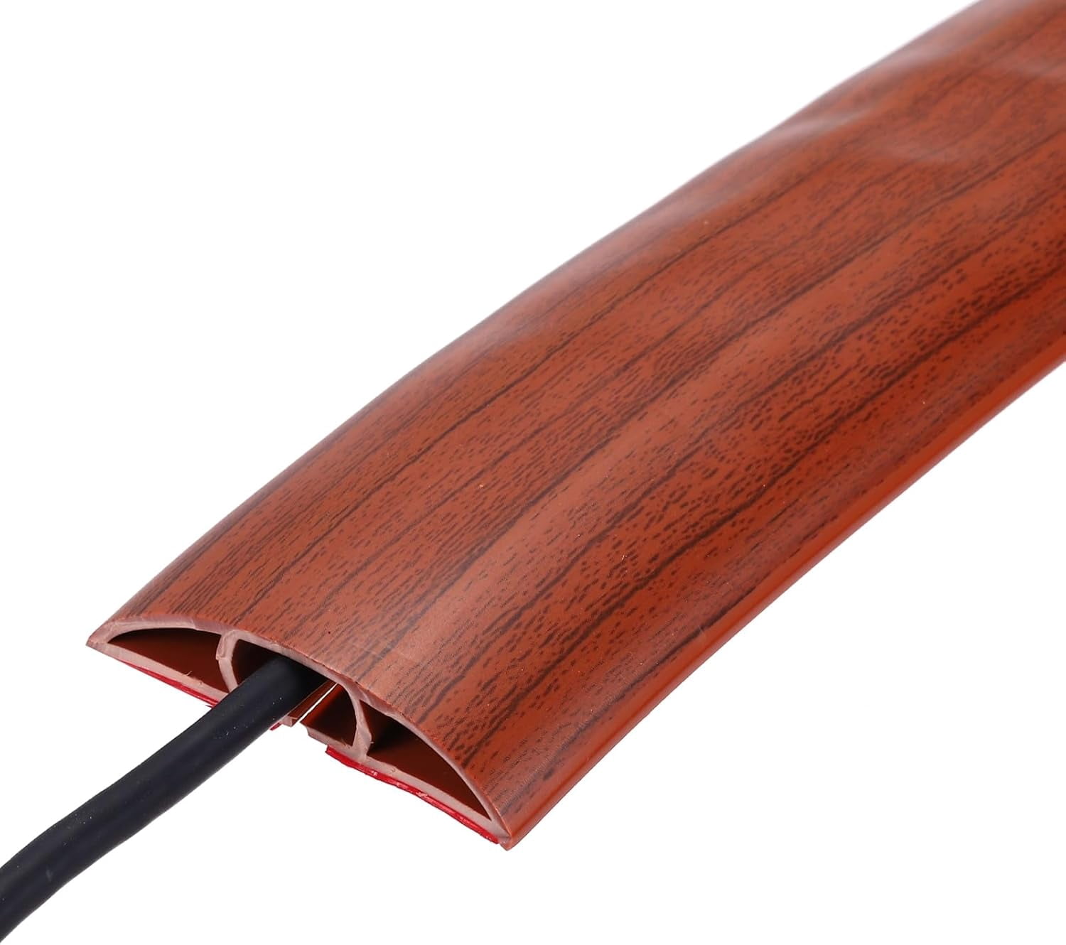 FEFEFW-Floor Cord Cover 6ft, Extension Cord Hider for Floor Cable Management Wire Covers Protector Prevent Cable Trips 0.47" W x 0.24" H, Walnut