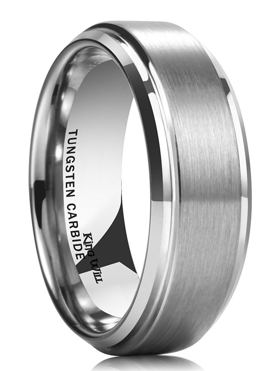 King Will King Will tungsten wedding bands for men 8mm Matte Beveled