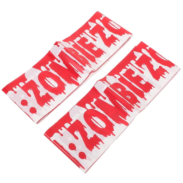 HEALEEP 2Pcs Warning Line Red Plastic Long Strip Props for Haunted Houses and Indoor or Outdoor Decorations