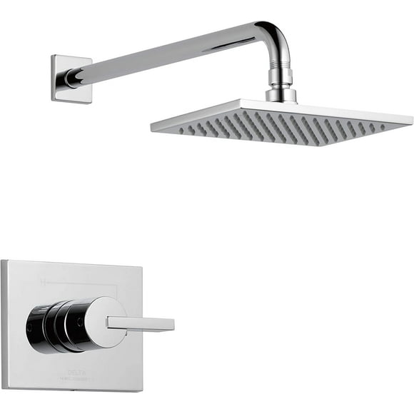 Delta Faucet Vero 14 Series Single-Function Shower Faucet Set, Rain Shower Head, Chrome Shower Faucet, Shower Handle, Delta Shower Trim Kit, Chrome T14253-WE (Valve Not Included)